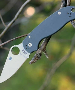 Hot Sale 🎉 Spyderco Knives Spyderco Para Military 3 G-10 Dark Gray C223GPDGY, 2.95" Maxamet Plain Blade 🎉
