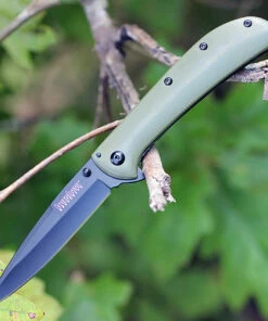 Flash Sale ⌛ Kershaw Knives Kershaw/Almar Knives 2330GRNBLK AM-4, 3.5" 8Cr13MoV Black Plain Blade, Green G-10/Contoured Steel Handle 🤩