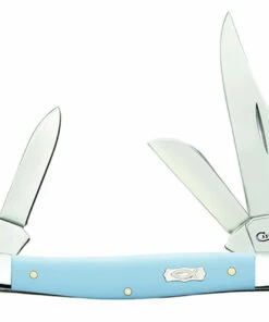 Outlet 🌟 CASE MEDIUM STOCKMAN 23382, 3 1/4" CLOSED LENGTH SS BLADE, SMOOTH ICTHUS ICE BLUE SYNTHETIC HANDLE 🎉