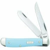Hot Sale ✨ CASE MINI TRAPPER 23385, 3 1/2" CLOSED LENGTH SS BLADE, SMOOTH ICE BLUE SYNTHETIC HANDLE 👏