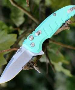 Cheap ✨ Hogue 24173 X1 Micro Button Lock, 2.75" CPM-154 Plain Blade, Matte Aquamarine Aluminum Handle ✨