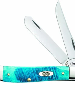 Cheap ⌛ CASE MINI TRAPPER 25593, 3 1/2" CLOSED LENGTH SS BLADE, CARIBBEAN BLUE JIG BONE HANDLE 🧨
