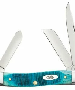 Top 10 🎉 CASE MEDIUM STOCKMAN 25597, 3 5/8" CLOSED LENGTH SS BLADE, BLUE CARIBBEAN JIGGED BONE HANDLE ✔️