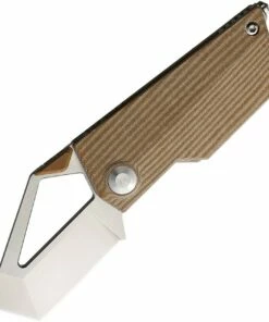 Outlet ✔️ Kizer Cutlery Cyberblade Folding Knife K2563A2, 2.1" Bohler M390 Satin Plain Blade, Brown Micarta Handle 😀