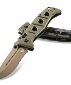 Promo 🧨 Benchmade Knives Benchmade 275SFE-2 ADAMAS, 3.82" Flat Earth Cerakote CPM-CruWear Part Serrated Blade, Olive Drab G-10 Handle ✨