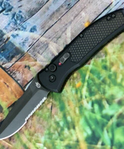 Brand new 🧨 Gerber Empower Auto 30-001636, 3.25" Black CPM-S30V Part Serrated Blade, Black Aluminum Handle 💯