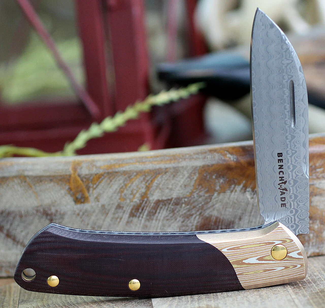 Wholesale 👏 Benchmade Knives Benchmade Proper 319-201 Gold Class - Burgundy and Black Linen Micarta (2.82" Damascus) Mokume Bolster 🌟 3 Wholesale 👏 Benchmade Knives Benchmade Proper 319-201 Gold Class - Burgundy and Black Linen Micarta (2.82" Damascus) Mokume Bolster 🌟 - Image 3