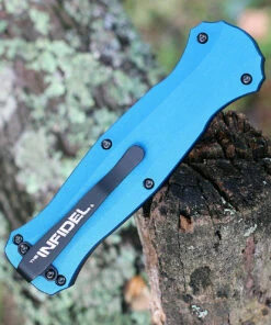 Cheap 🎉 Benchmade Knives Benchmade 3300BK-2001 Infidel, 3.91" Black DLC Coating Dagger Blade, Blue Aluminum handle 💯 -Automatic Knives shop 3300BK 2001.4 79663.1597341346