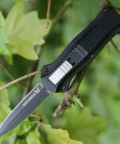 Hot Sale 🔥 Benchmade Knives Benchmade Auto Mini Infidel OTF, 3350BK, 3.10 in. D2 Stainless Double Edge Blade, Aluminum Handles, Black Plain Edge ❤️