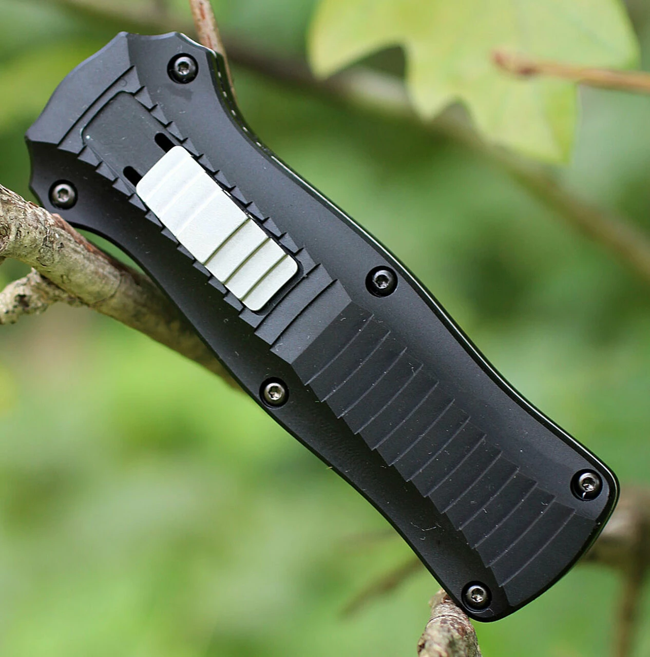 Hot Sale 🔥 Benchmade Knives Benchmade Auto Mini Infidel OTF, 3350BK, 3.10 in. D2 Stainless Double Edge Blade, Aluminum Handles, Black Plain Edge ❤️ 3 Hot Sale 🔥 Benchmade Knives Benchmade Auto Mini Infidel OTF, 3350BK, 3.10 in. D2 Stainless Double Edge Blade, Aluminum Handles, Black Plain Edge ❤️ - Image 3