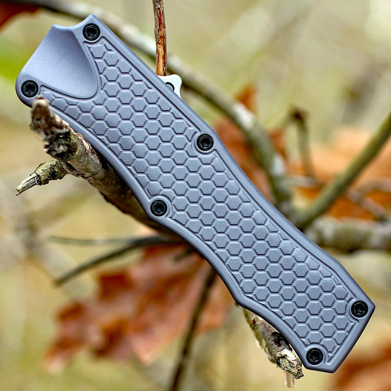 Coupon 🌟 Hogue 34002 OTF, 3.5" CPM154 Tanto Plain Blade, Matte Grey Aluminum Handle 🎉 2 Coupon 🌟 Hogue 34002 OTF, 3.5" CPM154 Tanto Plain Blade, Matte Grey Aluminum Handle 🎉 - Image 2