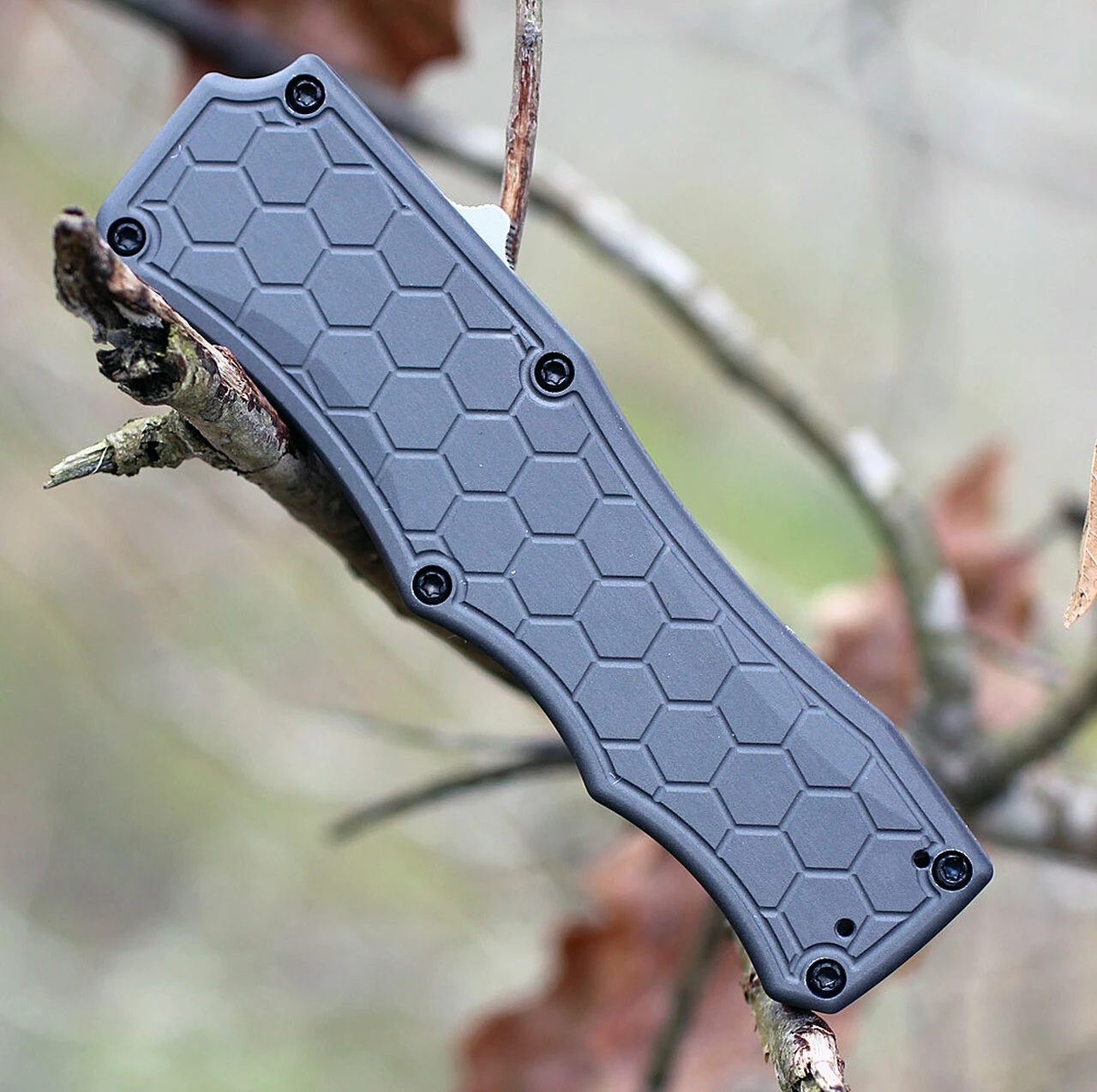New 😍 Hogue Houge Exploit 34052 OTF, 3.5" CPM S30V Clip Point Tumbled Blade, Matte Grey Aluminum Handle ⭐ 4 New 😍 Hogue Houge Exploit 34052 OTF, 3.5" CPM S30V Clip Point Tumbled Blade, Matte Grey Aluminum Handle ⭐ - Image 4