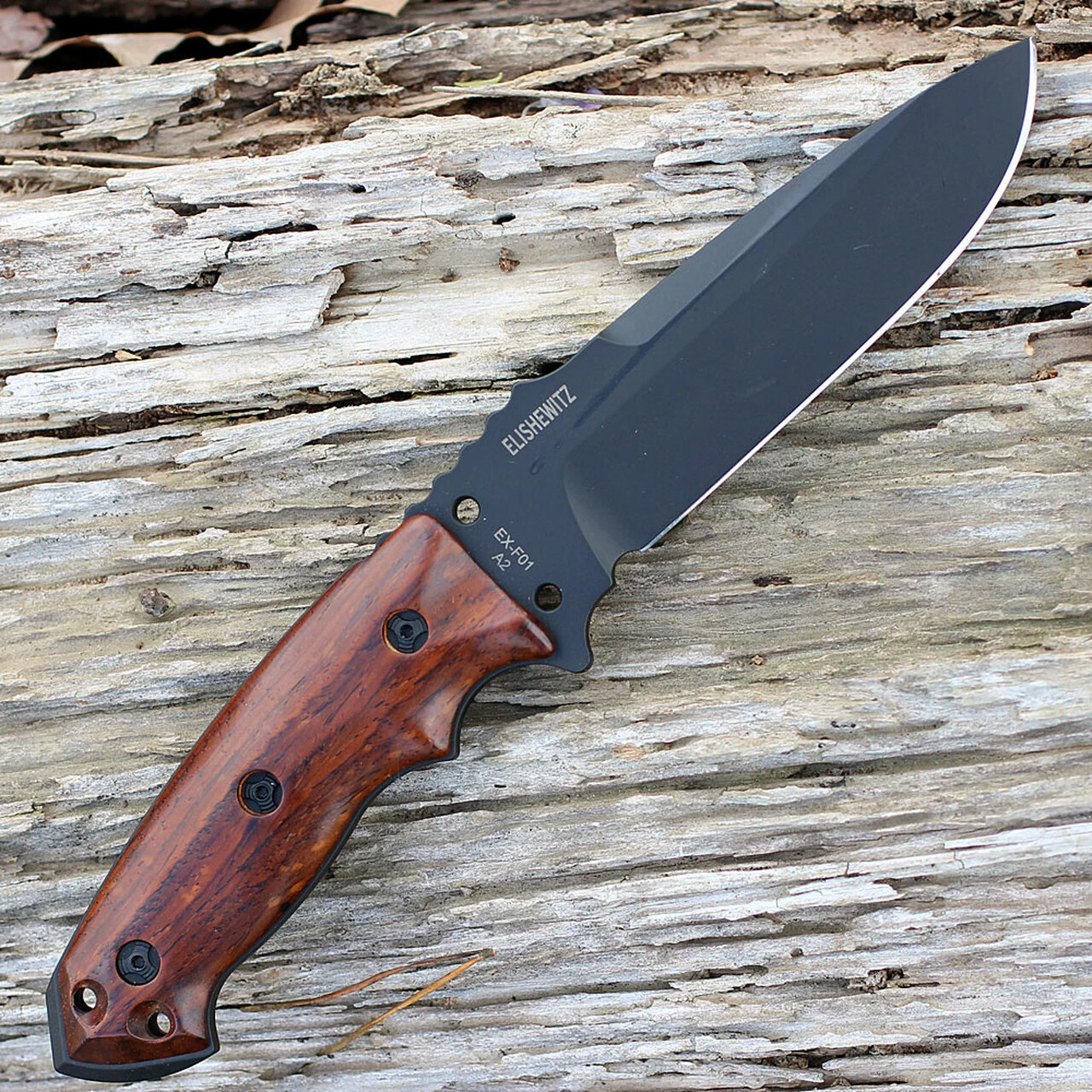 Deals ❤️ Hogue 35176 EX-F01 5 1/2" Fixed Drop Point Blade A-2 Black Finish Black Sheath - Wood Cocobolo Scales 💯 2 Deals ❤️ Hogue 35176 EX-F01 5 1/2" Fixed Drop Point Blade A-2 Black Finish Black Sheath - Wood Cocobolo Scales 💯 - Image 2