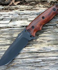 Deals ❤️ Hogue 35176 EX-F01 5 1/2" Fixed Drop Point Blade A-2 Black Finish Black Sheath - Wood Cocobolo Scales 💯