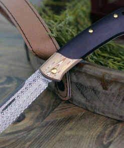 Wholesale 👏 Benchmade Knives Benchmade Proper 319-201 Gold Class - Burgundy and Black Linen Micarta (2.82" Damascus) Mokume Bolster 🌟