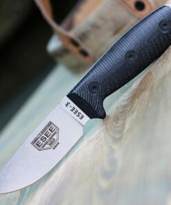 New 🤩 ESEE Knives ESEE-3 3PMS35V-001, 3.88" S35VN Stonewash Plain Blade, Black G10 3D Handle, Black Sheath ✔️