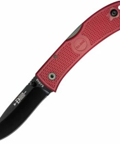Best Sale 😍 Ka-Bar Dozier Folding Hunter, Red KA4062RD, 3" AUS 8A Stainless Steel Plain Blade, Red Zytel Handle 👏