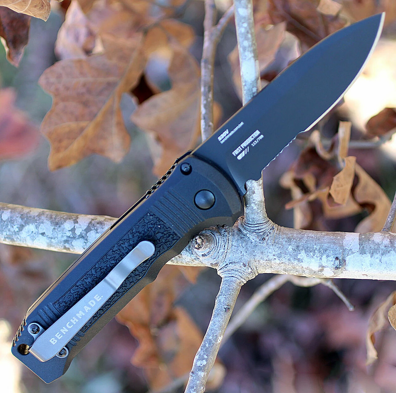 Hot Sale 👏 Benchmade Knives Benchmade 4400SBK CASBAH Auto, 3.4 in CPM-S30V Black Combo Blade, Black textured Grivory Handles 🎁 2 Hot Sale 👏 Benchmade Knives Benchmade 4400SBK CASBAH Auto, 3.4 in CPM-S30V Black Combo Blade, Black textured Grivory Handles 🎁 - Image 2