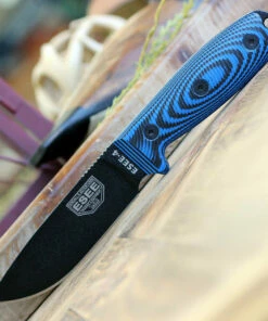 Brand new 🌟 ESEE Knives ESEE-4 4PB-008, 4.5" 1095 Carbon Steel Black Plain Blade, Blue/Black G10 3D Handle, Black Sheath ⌛