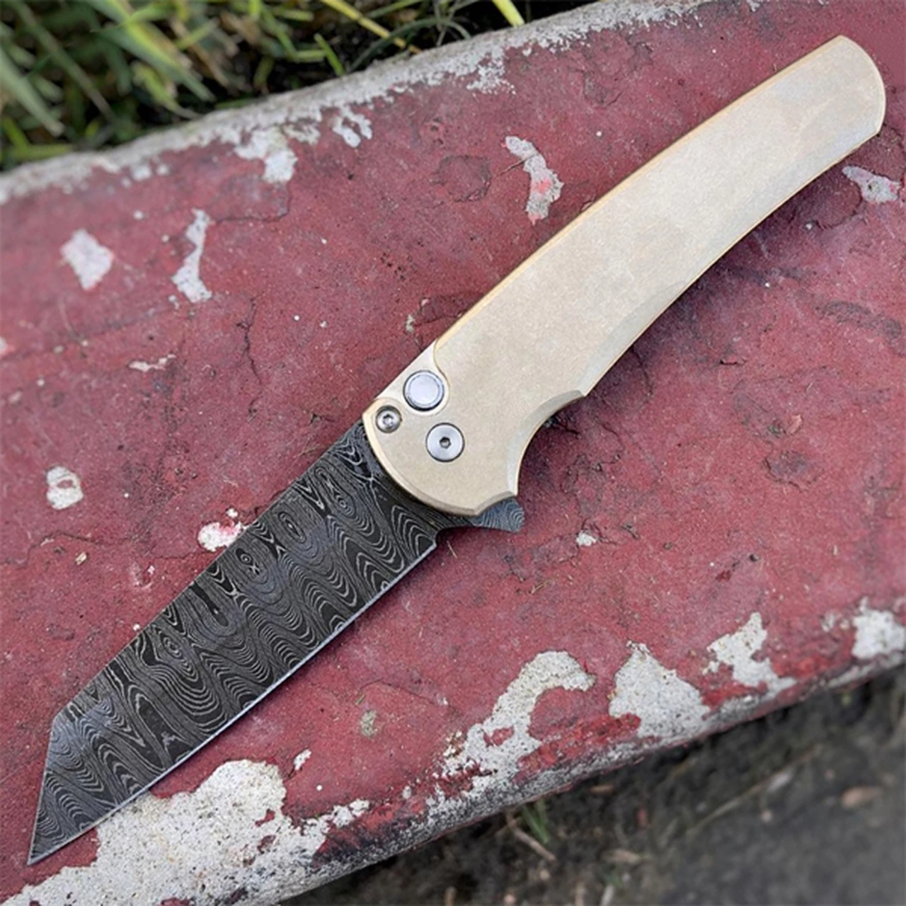 Best Sale ✨ Pro-Tech Malibu Button Lock Flipper - Bronze (3.25" Dam. Reverse Tanto) 5210-Dama 🧨 1 Best Sale ✨ Pro-Tech Malibu Button Lock Flipper - Bronze (3.25" Dam. Reverse Tanto) 5210-Dama 🧨