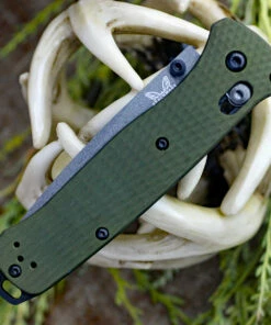 New 🔥 Benchmade Knives Benchmade Bailout 537GY-1, 3.38" CPM-M4 Gray Coated Tanto Plain Blade, Green Aluminum Handle ❤️ -Automatic Knives shop 537GY 1.3 53063.1579034908