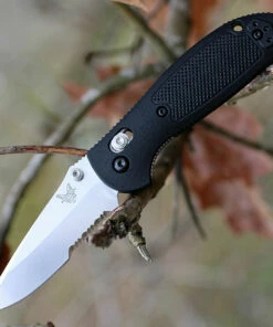 Hot Sale ❤️ Benchmade Knives Benchmade Mini Griptilian 556S-S30V, 2.91" S30V Drop Point Combo Blade, Black Noryl GTX Handle ⭐