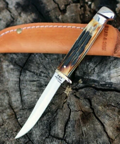 Deals ❤️ Bear and Son 563R Small Hunter India Stag Bone, 2 3/8" 440 SS Plain Blade, Stag Bone Handle 👏