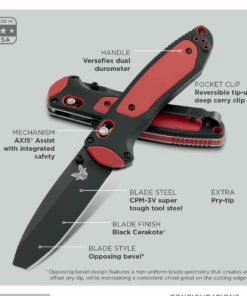 Buy 🌟 Benchmade Knives Benchmade 591BK Boost, 3.43" Black CPM-3V Blunt Pry-Tip Blade, Red Versaflex Handle 🎁 -Automatic Knives shop 591bk boost npa 50902.1566586356