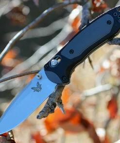 Outlet ✨ Benchmade Knives Benchmade 595 Mini Boost, AXIS Assist, 3.1" CPM-S30V Plain Blade, Black/Gray Grivory Handle 🤩