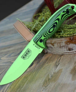 Budget 🌟 ESEE Knives ESEE-5 5PVG-007, 5.25" 1095 Carbon Steel Venom Green Plain Blade, Neon Green/Black G10 3D Handle, Black Kydex Sheath 😀 -Automatic Knives shop 5PVG 007.1 39690.1582055465