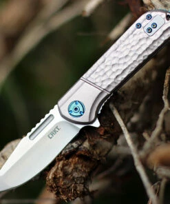 Best Sale 🤩 CRKT Lannny Linerlock Silver A/O 6525 , 3.18" 8Cr13Mov Satin Finish Stainless Blade, Silver Sculpted Aluminum Handles 🔥