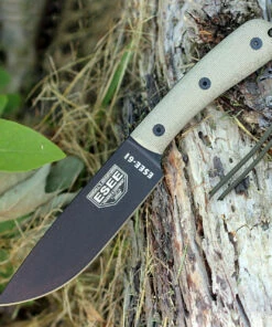 Coupon ⌛ ESEE Knives ESEE 6HM, Black Plain Edge, Modified Canvas Handles, Brown Leather Sheath 🎉 -Automatic Knives shop 6hm b 07903.1566585917