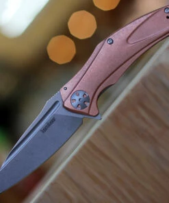 Discount 👍 Kershaw Knives Kershaw Natrix-Copper XL KS7008CU, 3.7" D2 Steel Stonewash Plain Blade, Copper SS Handle ❤️