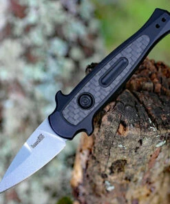 Hot Sale 😍 Kershaw Knives Kershaw 7130 Launch 12CA Mini Stiletto, 1.9 " CPM154 Stonewashed Plain Blade, Black Aluminum w/ Carbon Fiber Insert Handle 🎁