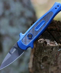 Best Pirce 😀 Kershaw Knives Kershaw 7130 Launch 12CA Mini Stiletto, 1.9 " CPM154 Black Plain Blade, Blue Aluminum w/ Carbon Fiber Insert Handle ✨