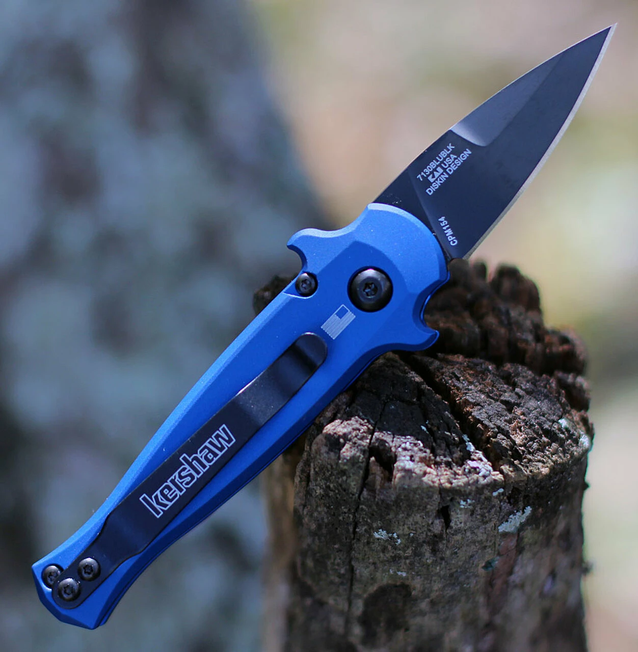 Best Pirce 😀 Kershaw Knives Kershaw 7130 Launch 12CA Mini Stiletto, 1.9 " CPM154 Black Plain Blade, Blue Aluminum w/ Carbon Fiber Insert Handle ✨ 2 Best Pirce 😀 Kershaw Knives Kershaw 7130 Launch 12CA Mini Stiletto, 1.9 " CPM154 Black Plain Blade, Blue Aluminum w/ Carbon Fiber Insert Handle ✨ - Image 2
