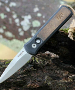 Brand new 💯 Pro-Tech Godson Automatic - Blk Alum / Leather Inlay (3.15" Satin) Greg Stevens Design 7GSD-7 🎁