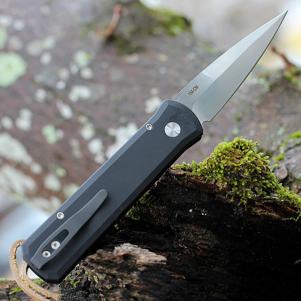 Brand new 💯 Pro-Tech Godson Automatic - Blk Alum / Leather Inlay (3.15" Satin) Greg Stevens Design 7GSD-7 🎁 2 Brand new 💯 Pro-Tech Godson Automatic - Blk Alum / Leather Inlay (3.15" Satin) Greg Stevens Design 7GSD-7 🎁 - Image 2