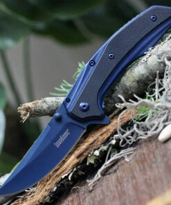 Best Pirce 🔥 Kershaw Knives Kershaw 8320 Outright A/O, 3.0 in 8Cr13MoV Plain Blade, G-10/Blue PVD Handle ✔️