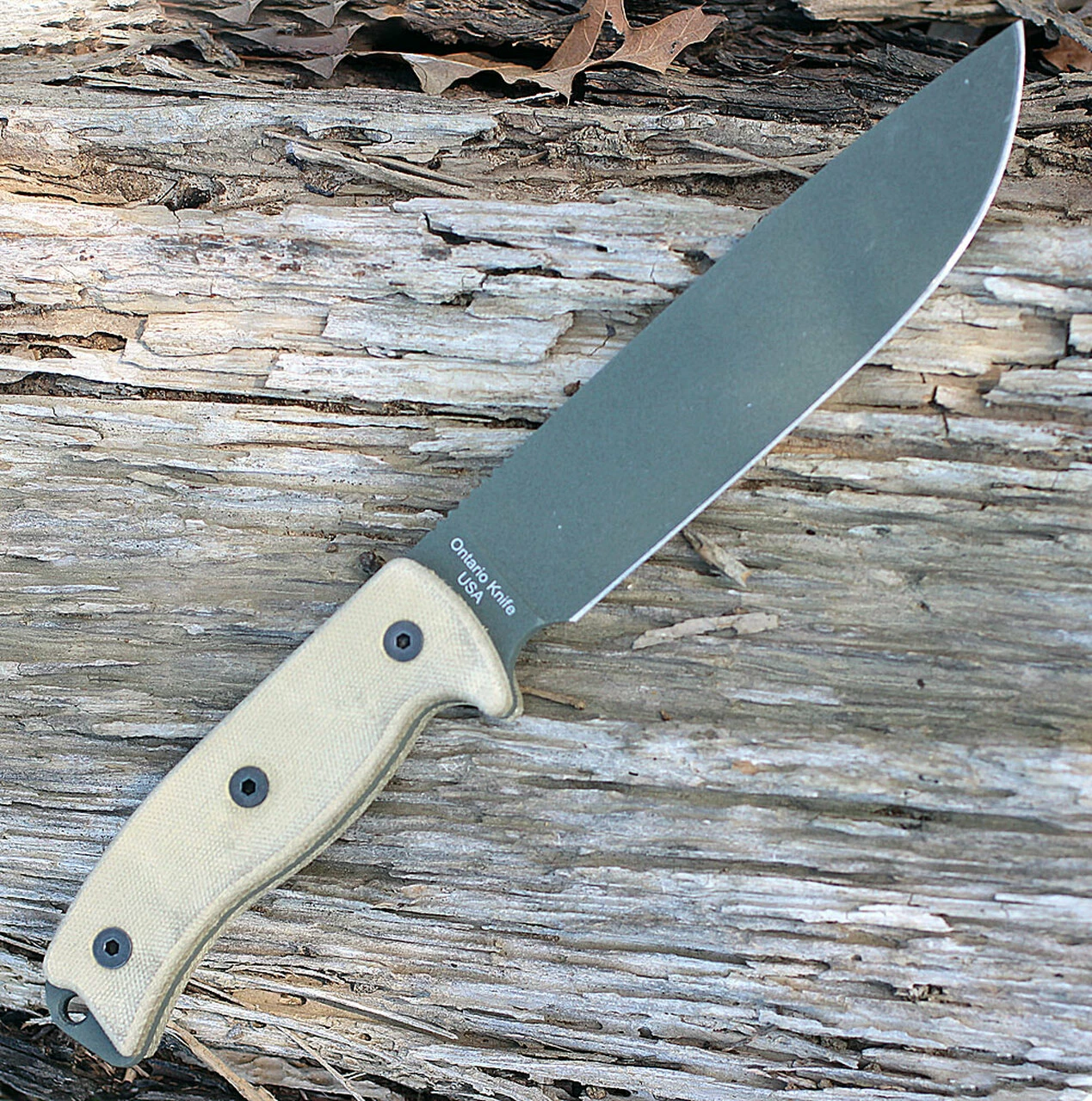 Top 10 ✨ Ontario 8692 Rat-7 OD Green, 7.2" 1095 Plain Blade, Tan Micarta Handle 🧨 2 Top 10 ✨ Ontario 8692 Rat-7 OD Green, 7.2" 1095 Plain Blade, Tan Micarta Handle 🧨 - Image 2