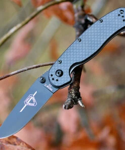 Promo 😍 Ontario 8834 Rat II Folder, 3" D2 Plain Black Blade, Carbon Fiber Handle 👍