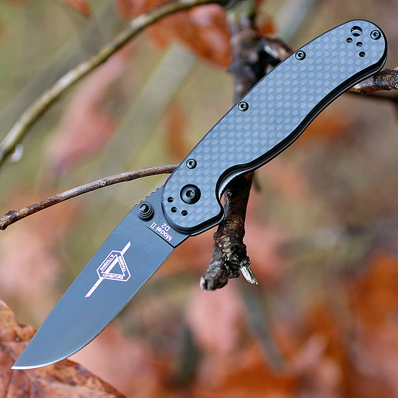 Promo 😍 Ontario 8834 Rat II Folder, 3" D2 Plain Black Blade, Carbon Fiber Handle 👍 1 Promo 😍 Ontario 8834 Rat II Folder, 3" D2 Plain Black Blade, Carbon Fiber Handle 👍