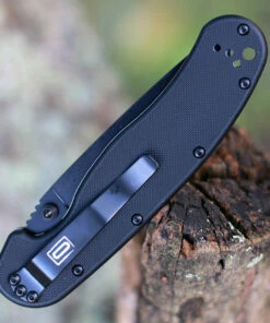 Best Sale 🎉 Ontario Rat Folder, Black Blade, Black Handle, PlainEdge 😍 -Automatic Knives shop 8846.3 68994.1598027309