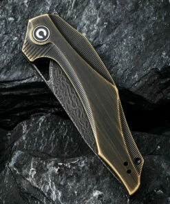 Budget ✨ CIVIVI Knives CIVIVI Plethiros C904DS-3, 3.45" Black Damascus Clip Point Plain Blade, Black Hand Rubbed Brass Handles 😍 -Automatic Knives shop 904ds3.2 04720.1595880422