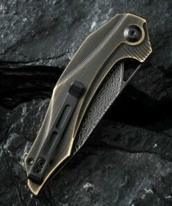 Budget ✨ CIVIVI Knives CIVIVI Plethiros C904DS-3, 3.45" Black Damascus Clip Point Plain Blade, Black Hand Rubbed Brass Handles 😍 -Automatic Knives shop 904ds3.3 31315.1595880422