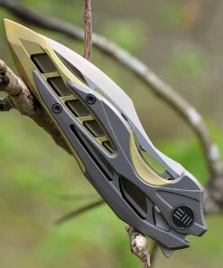 Wholesale ⌛ We Knife Co. WE Knife 906C Arrakis, 3.45" M390 Plain Wharncliffe Blade, Gold/Grey Titanium Handle 🔥 -Automatic Knives shop 906c.3 1 54001.1566586263