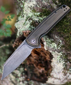 Deals 🧨 CIVIVI Knives CIVIVI Brigand Linerlock Folder C909DS-2, 3.46” Damascus Wharncliffe Plain Blade, Brass Handles 😍