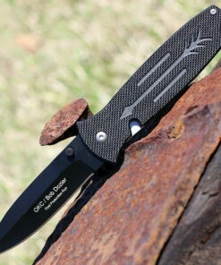 Coupon ⌛ Ontario 9101 Dozier Arrow, 3.15 in D2 Black Plain Blade, Black G-10 Handles 🤩