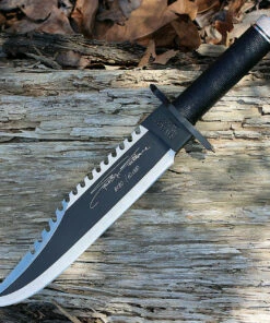 Deals 🤩 Rambo 9295 First Blood Part II Signature Edition, 10" 420 Plain Blade, Black Nylon Cord-wrapped Handle 🌟