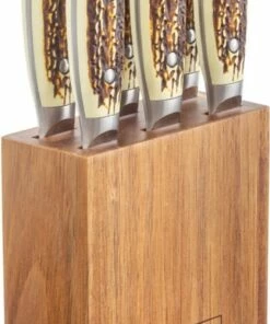 Flash Sale 👍 Smith's Sharpeners Cabin & Lodge Steak Set - Brown Stag (4.5" 420 SS Hammered) 51033 🤩